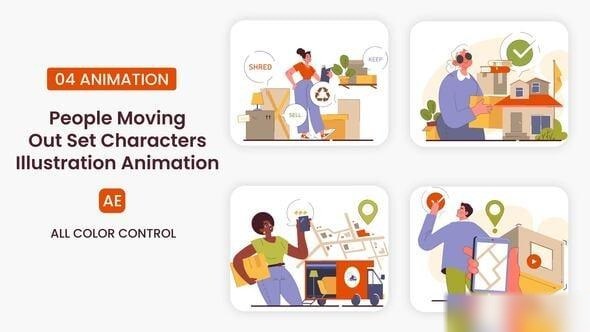 Videohive People Moving Out Set Characters Illustration Scene