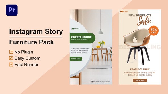 Furniture Instagram Story Mogrt 09 Premiere Pro template preview