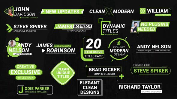 Videohive 20 Modern Titles Pack Elements template preview