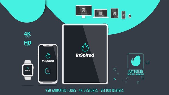 Videohive Flat Outline Web App Mock-Up v2 Product Promo template preview