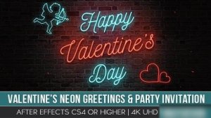 Videohive ValentineвЂ™s Neon Greeting & Party Invitation Openers template preview