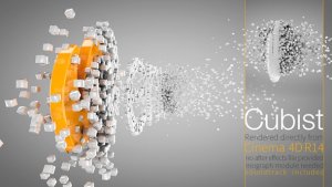 Cubist C4D Logo Animation Video Displays template preview