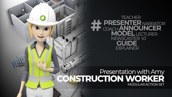 Videohive Presentation With Amy Construction Worker Product Promo template preview
