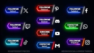 Videohive Neon Social Media Lower Thirds 53340174 Elements template preview