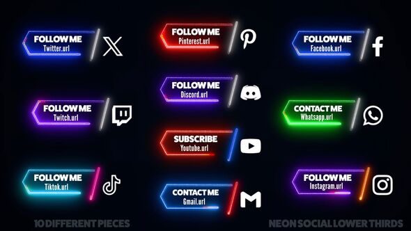Videohive Neon Social Media Lower Thirds 53340174 Elements template preview