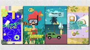 Summer Pixel Art Stories Premiere Pro template preview