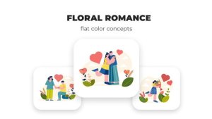 Videohive Floral Romance - Flat Color Concepts Elements template preview