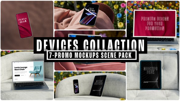 Videohive Realistic Device Collection вЂ“ 3D Smartphone, Tablet & Laptop Mockups UI/UX Mockup Scenes Product Promo template preview