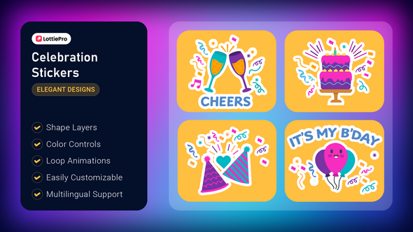 Videohive Celebration Stickers Elements template preview