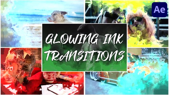 Videohive Glowing Ink Transitions for After Effects Elements template preview