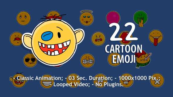 Videohive 22 Cartoon Emoji Elements template preview