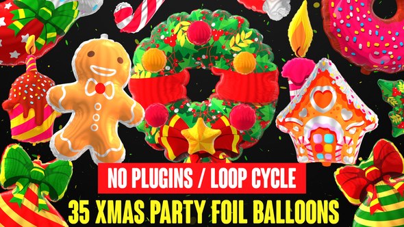 Videohive Foil Balloons - Xmas Party Collection Video Displays template preview