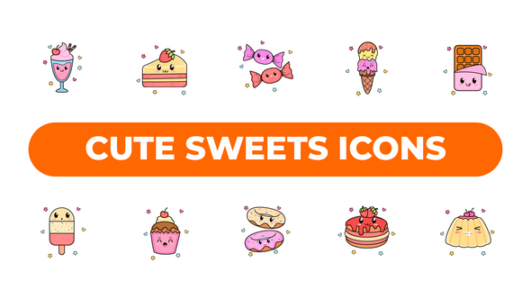 Videohive Cute Sweets Icons Elements template preview