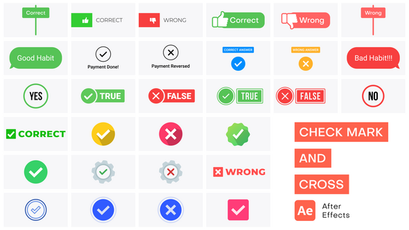 Videohive Checkmark & Cross Animation Pack Elements template preview