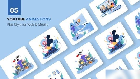 Videohive Youtube Marketing Animations - Flat Concept Openers template preview