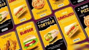 Videohive Delicious Food Menu Card After Effects Instagram Story Elements template preview