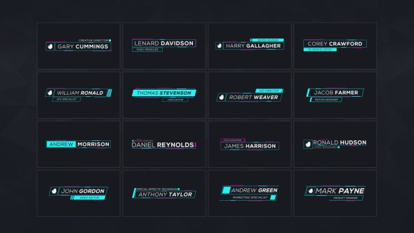16 Neon Glitch Lower Thirds Video Displays template preview