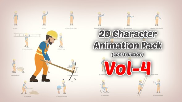 Videohive 2D character Animation Pack (construction) Vol 4 Product Promo template preview