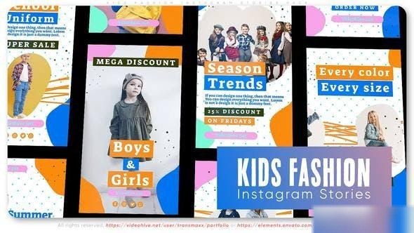 Videohive Kids Fashion Instagram Stories Pack Openers template preview