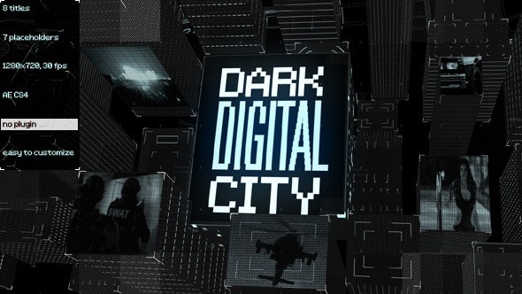 Videohive Dark Digital City Titles Video Displays template preview
