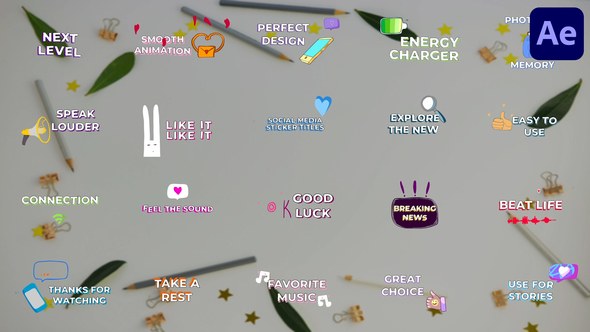 Videohive Social Media Sticker Titles for After Effects Titles template preview