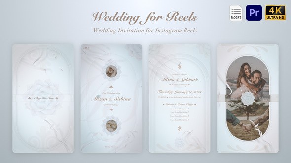 Wedding Invitation for Instagram Reels (MOGRT) Premiere Pro template preview