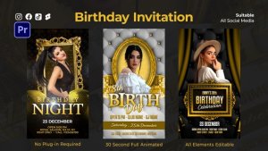 Luxury Birthday Instagram Reels Premiere Pro template preview