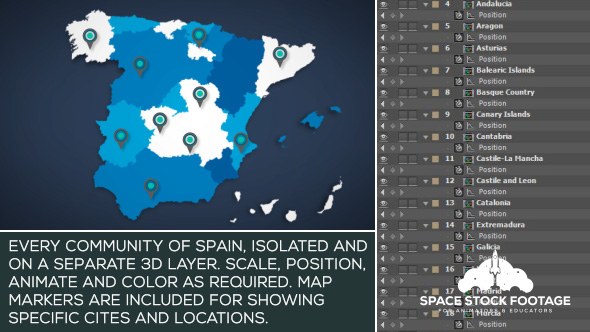 Spain Map Kit Video Displays template preview