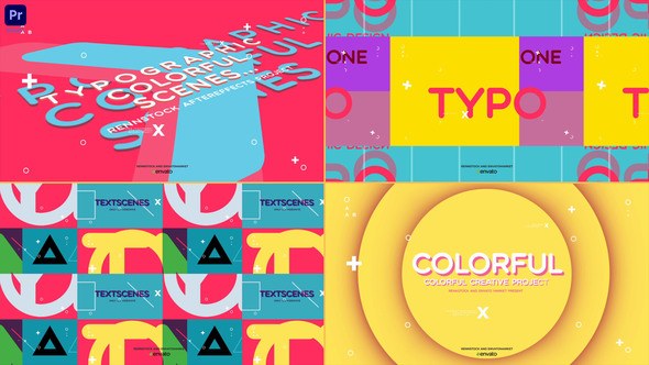 Minimal Colorful Typo Intro Premiere Pro template preview