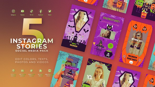 Videohive Halloween Vervical Intro Video Displays template preview