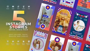 Stories Slovenia Independence Day Slovenia Flag Instagram Stories Memorial Day MOGRT Premiere Pro Premiere Pro template preview