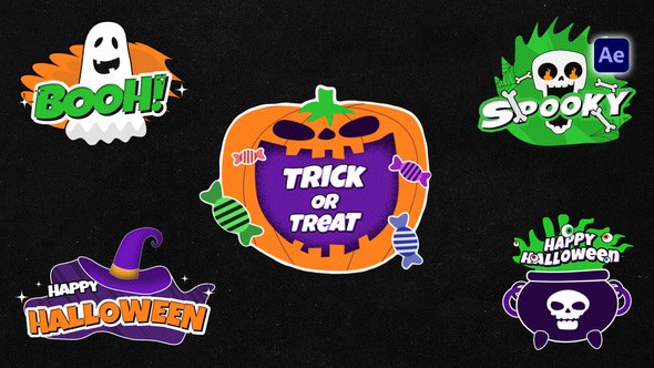 Videohive Halloween Sticker Titles | Looped Titles template preview
