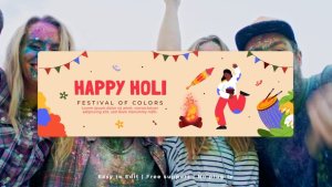 Holi Horizontal Banner Video Displays template preview