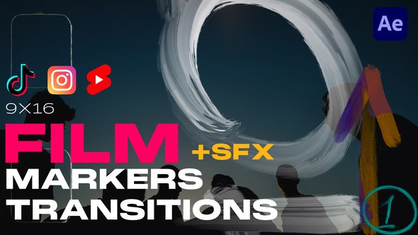Videohive Film Markers Transitions |9x16| Elements template preview