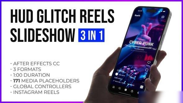 Videohive Hud Glitch Splitscreen Slideshow Reels and Stories Openers template preview