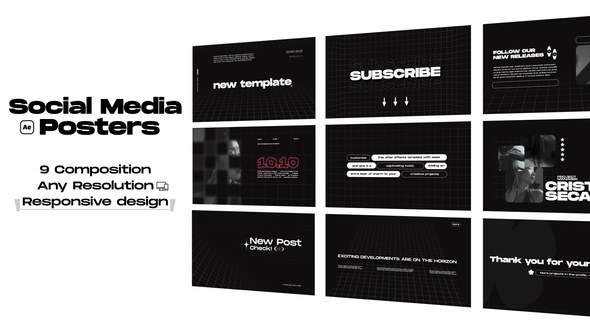 Videohive Social Media Posters / AE Titles template preview