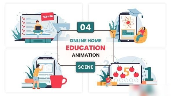 Videohive Online Home Education Animation Scene
