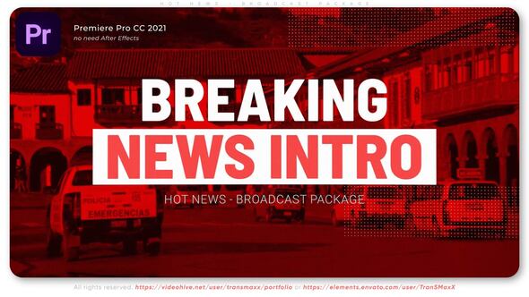 Hot News Broadcast Package Premiere Pro template preview
