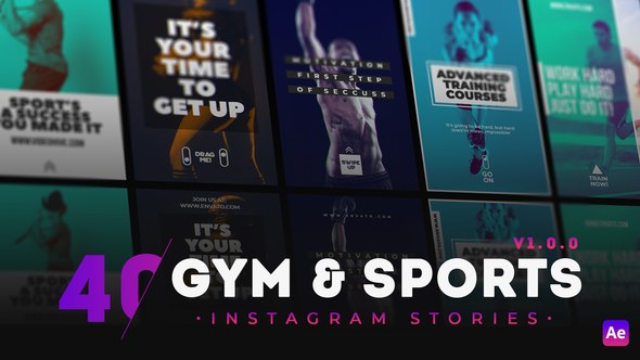 Videohive 40 GYM & Sports Instagram Story Broadcast-packages template preview