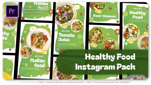 Healthy Food Promo Instagram Stories Premiere Pro template preview