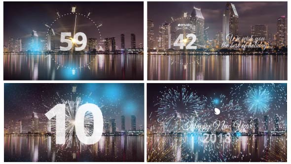 Silver New Year Countdown 2019 Video Displays template preview