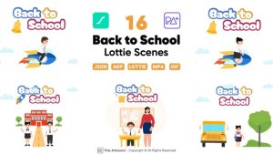 Videohive Back To School Lottie Scenes Elements template preview