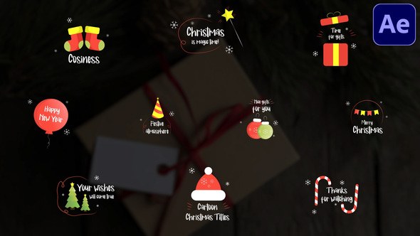 Christmas Cartoon Titles | After Effects Video Displays template preview