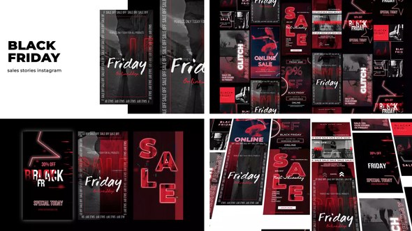 Videohive Glitch Black Friday Stories Instagram Product Promo template preview