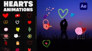 Videohive Cartoon Animated Hearts Stickers for After Effects Elements template preview
