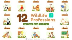 Videohive Wildlife Professions Lottie Scenes Elements template preview