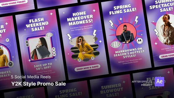Videohive Social Media Reels - Y2K Style Promo Sale After Effects Template Product Promo template preview