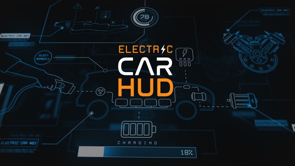 Videohive Electric Car HUD Infographics template preview