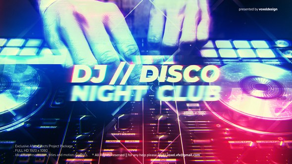 Videohive DJ Disco Night Club Intro Video Displays template preview