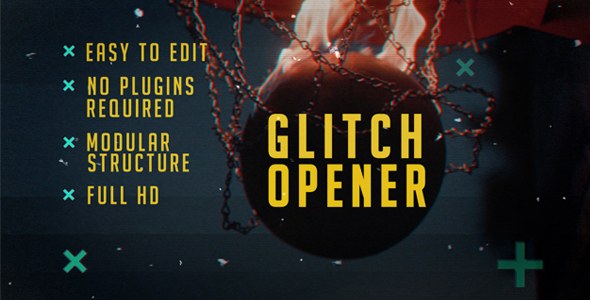 Glitch Opener Video Displays template preview